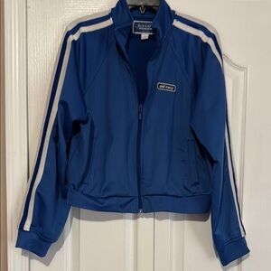 Old Navy Blue Zip-Up Jacket with White Stripes